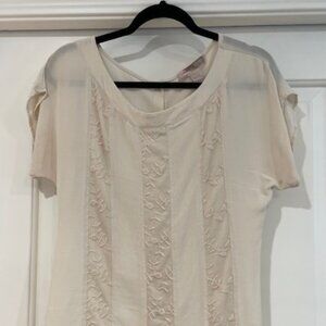 Forever 21 Cream Floral Detail Blouse, Size S